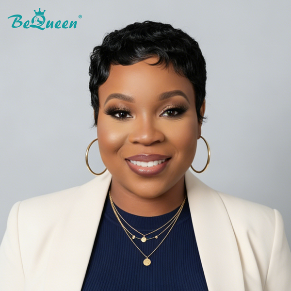 Bequeen 1B Natural Style Special Pixie Cut Wig