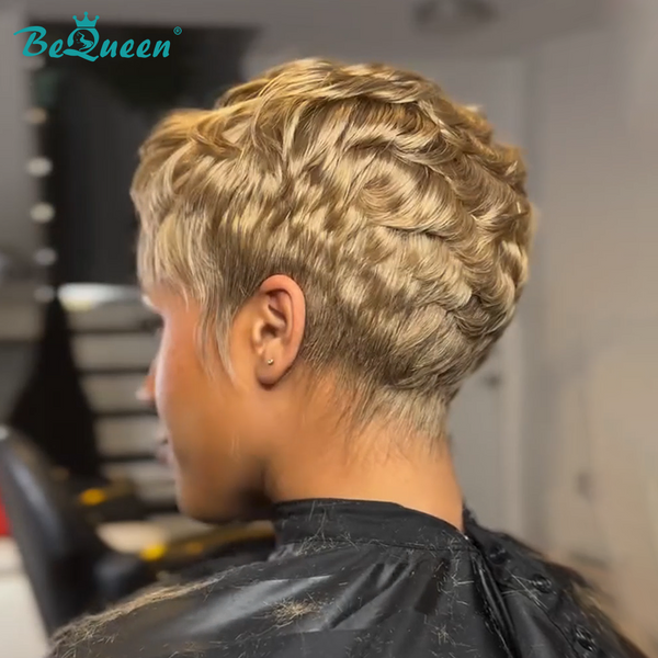 Bequeen Pixie Cut Machine Made Golden Wig (USA)