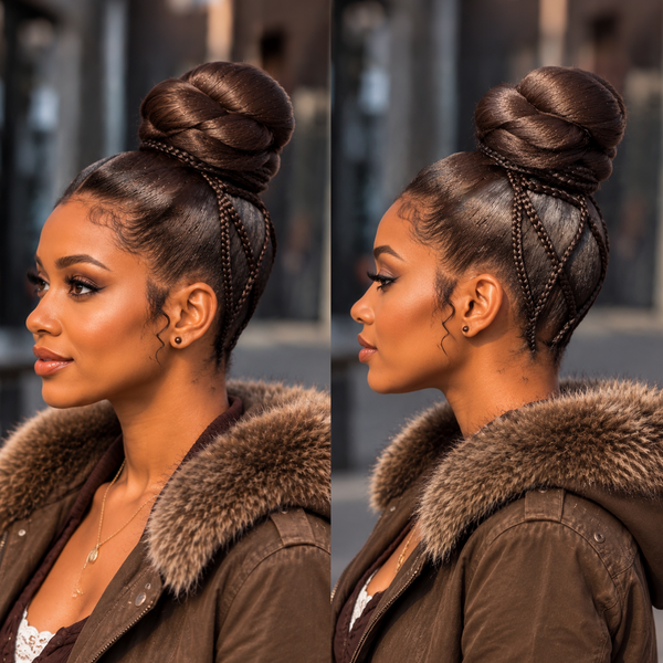 BeQueen Brown #2 Twist Updo Full Lace Braid For Black Women
