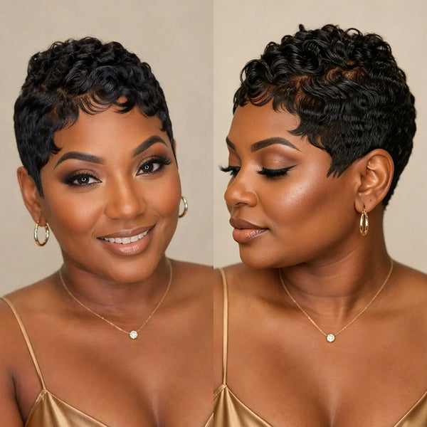 Bequeen Short Pixie Cut 100% Human Hair Full Lace Wig