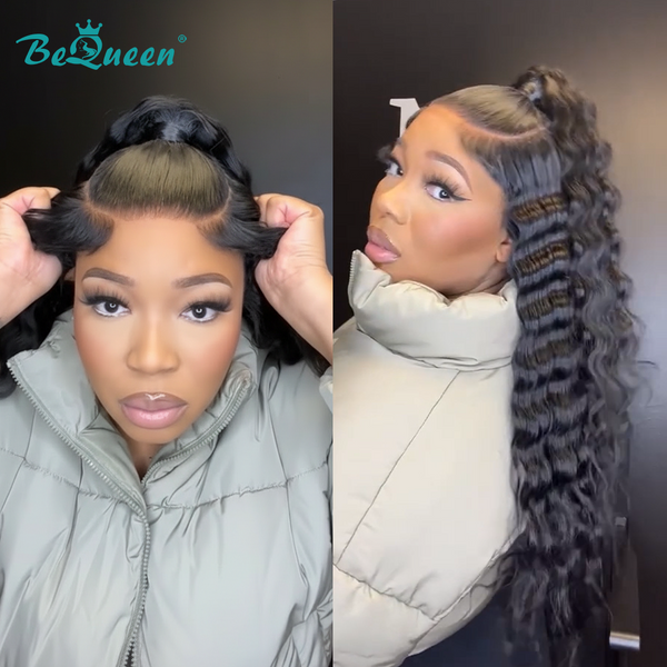 Bequeen Vintage 1B Long Curl Ponytail Lace Wig