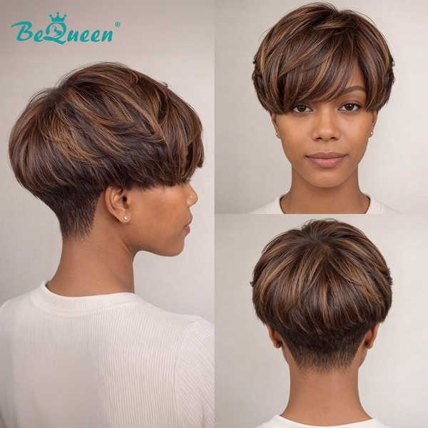 Bequeen Two Brown Colors Pixie Wig