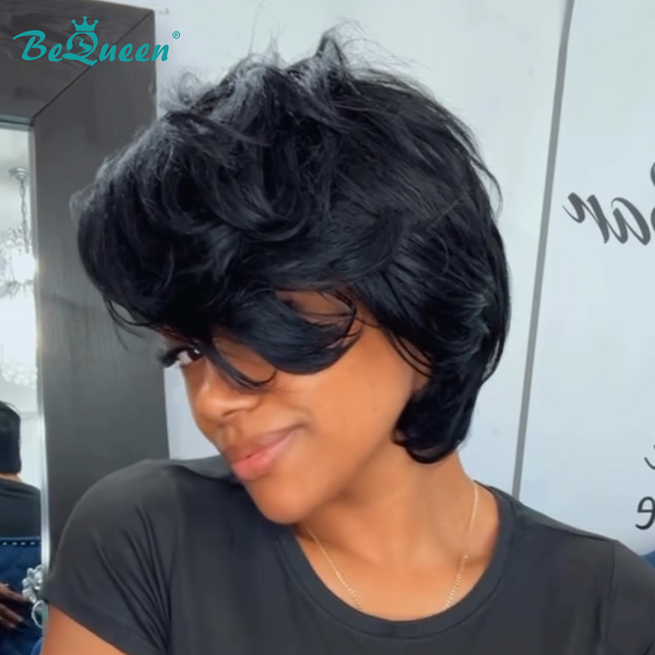 Bequeen 1B Side Part Natrual Style Frontal lace Wig