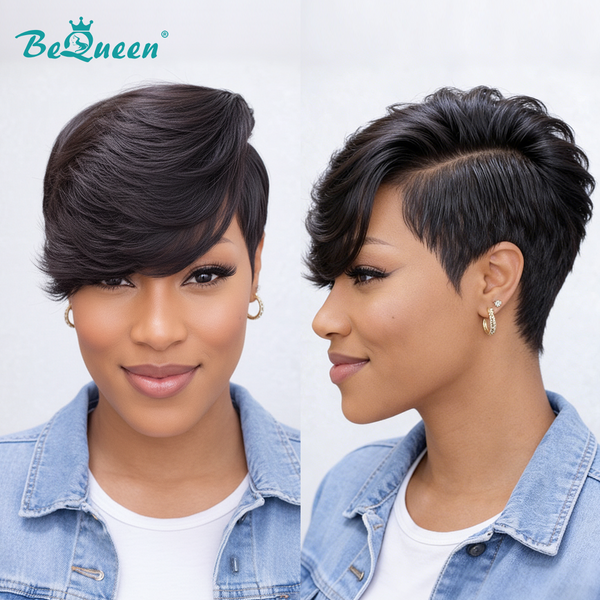 Bequeen Side Part Fasion Pixie Cut Sexy Wave Lace Wig-1