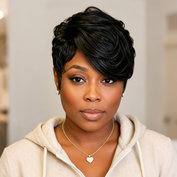 Bequeen Pixie Cut Finger Wave Wig