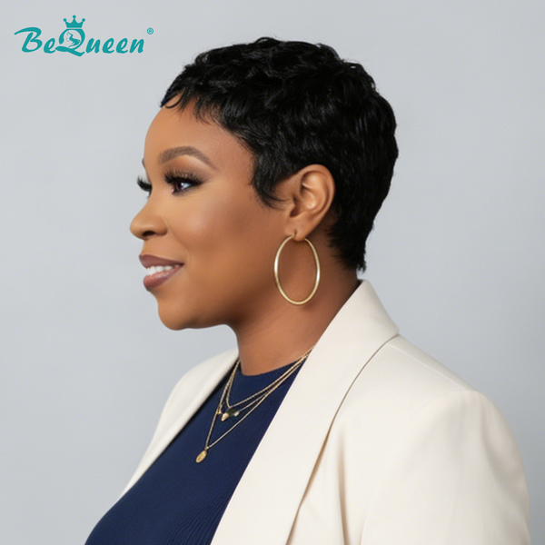 Bequeen 1B Natural Style Special Pixie Cut Wig