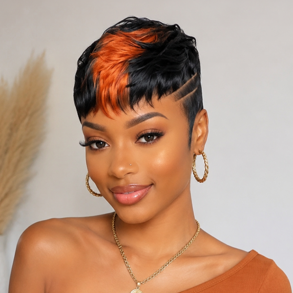Bequeen Sunset Part Short Cut Pixie Wig