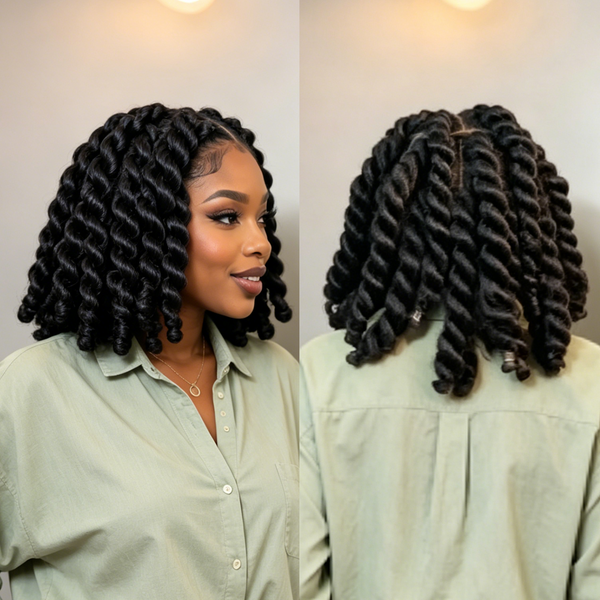 Bequeen Chic 1B Coiled Afro Lace Braid Wig