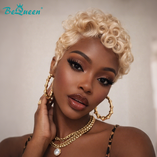 Bequeen Resplendent Blonde Finger Wave Pixie Lace Wig