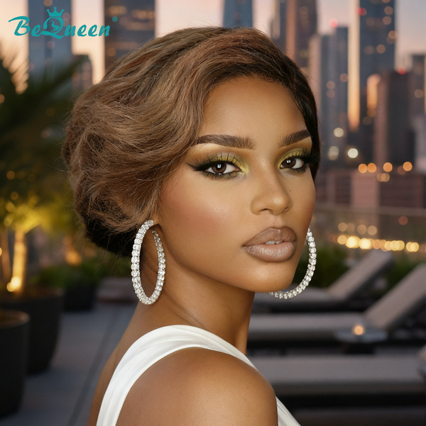Bequeen Fashion Brown Natrual Styled Lace Pixie Wig