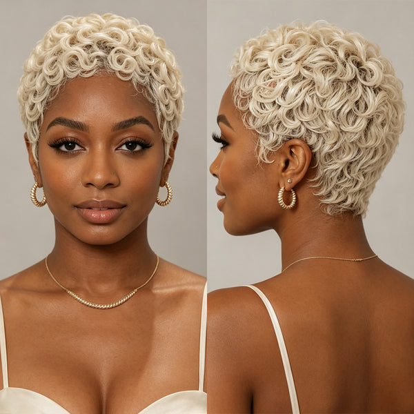 Bequeen Curly Wavy Short Cut Pixie Wig