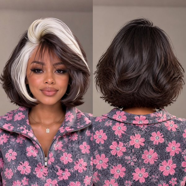 BEQUEEN 13x4 Lace Closure Wig 1B Highlights White Bob Wig