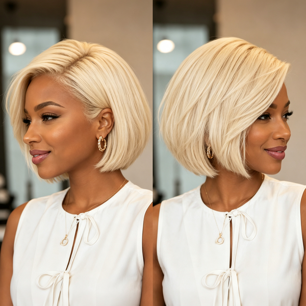BEQUEEN 613 Blonde Natural Style Short Cut Frontal Lace Bob Wig