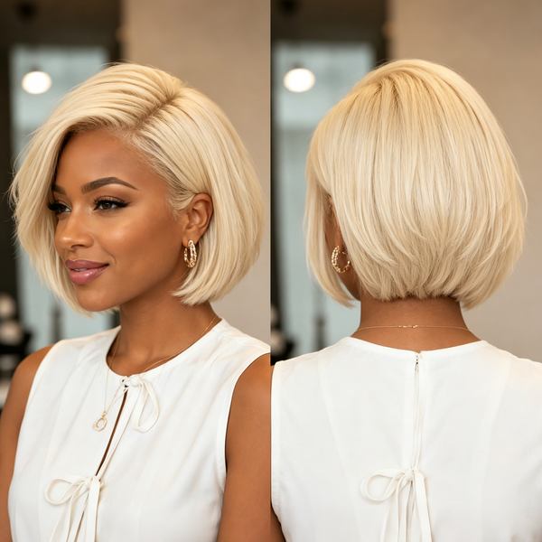 BEQUEEN 613 Blonde Natural Style Short Cut Frontal Lace Bob Wig