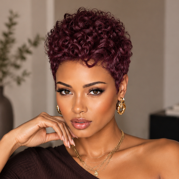 BeQueen Blonde Natural Wave Pixie Short Cut Wig For Black Woman