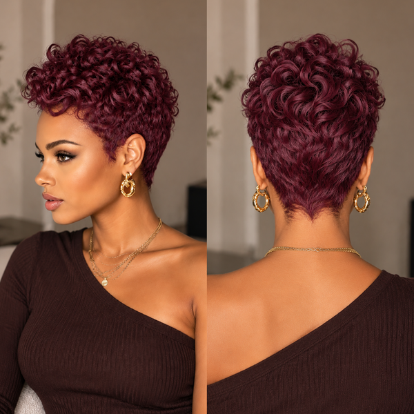 BeQueen Blonde Natural Wave Pixie Short Cut Wig For Black Woman