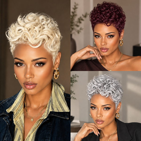 BeQueen Blonde Natural Wave Pixie Short Cut Wig For Black Woman