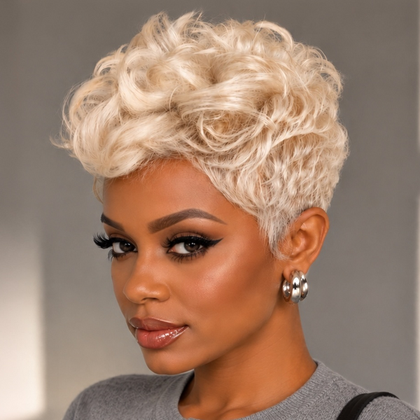 BeQueen Blonde #60 Natural Style Pixie Short Cut Wig For Black Woman