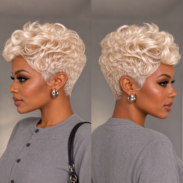 BeQueen Blonde #60 Natural Style Pixie Short Cut Wig For Black Woman