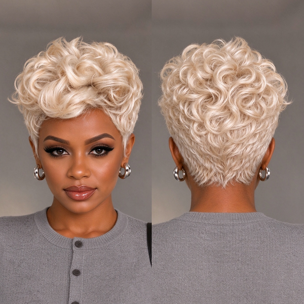 BeQueen Blonde #60 Natural Style Pixie Short Cut Wig For Black Woman