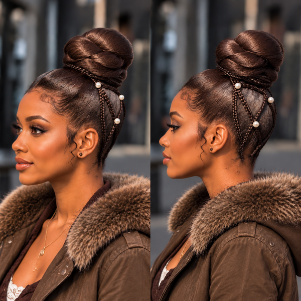BeQueen Brown #2 Twist Updo Full Lace Braid For Black Women