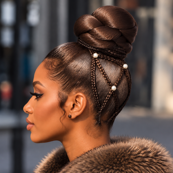 BeQueen Brown #2 Twist Updo Full Lace Braid For Black Women