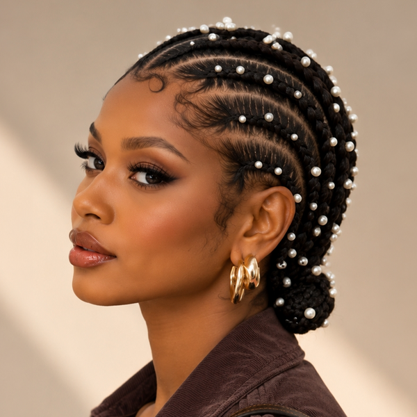 BeQueen Chic Elegant Pearl Full Lace Braid For Black Women