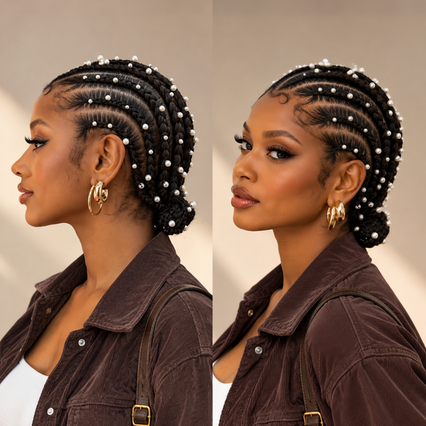 BeQueen Chic Elegant Pearl Full Lace Braid For Black Women