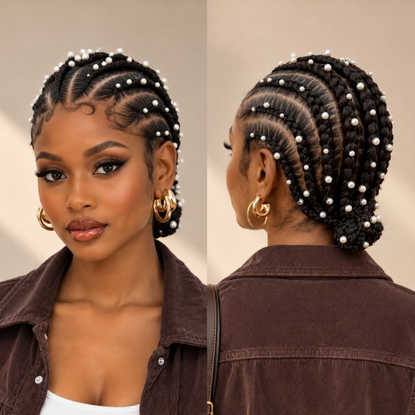 BeQueen Chic Elegant Pearl Full Lace Braid For Black Women