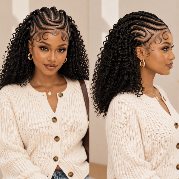 BeQueen Frontal Braid Full Lace Style 100% Human Hair