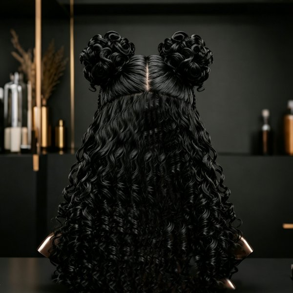 BeQueen Two Buns Braid Frontal Lace Bob Style 100% Human Hair