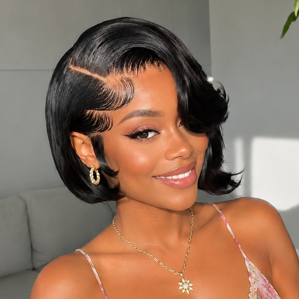BeQueen 13X4 Frontal Lace Glueless Side Part Edge Lines Bob Style For Black Women