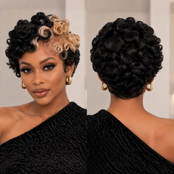 BeQueen 2×5 Frontal Lace Highlight Blonde  Finger Wave Style 100% Human Hair