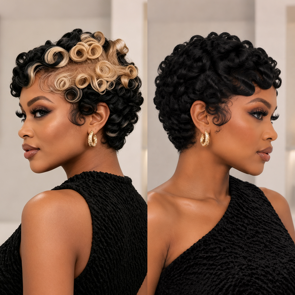 BeQueen 2×5 Frontal Lace Highlight Blonde  Finger Wave Style 100% Human Hair