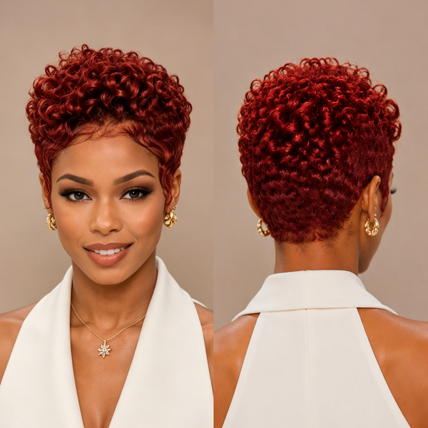 BeQueen 99J Finger Wave Frontal Lace Style Full Cap Wig 100% Human Hair