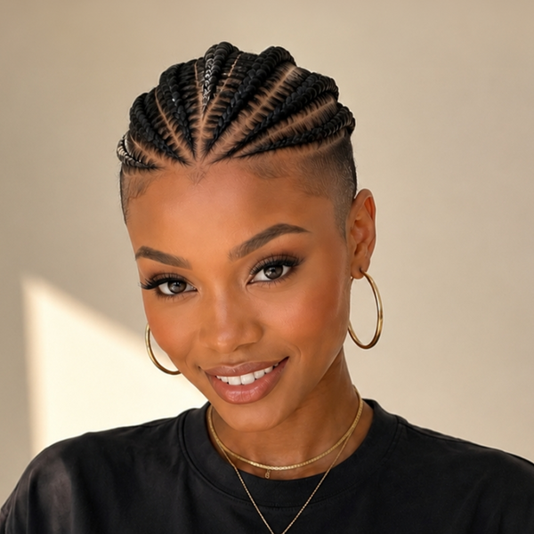 BeQueen Black Braid 100% Human Hair Lace Topper Unit With Small Braid Ponytail