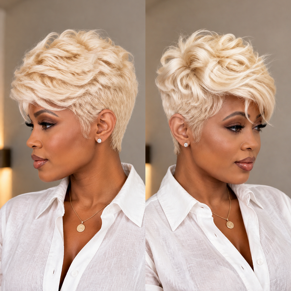 BeQueen Blonde #613 Natural Style Pixie Short Cut Frontal Lace Wig For Black Woman