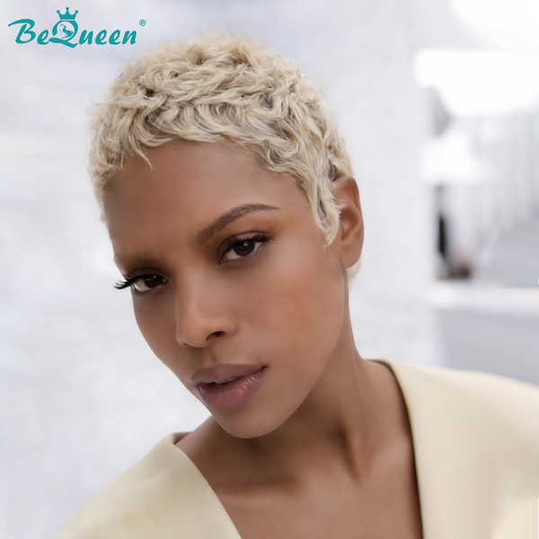 BeQueen Blonde Natural Wave Pixie Short Cut Wig For Black Woman