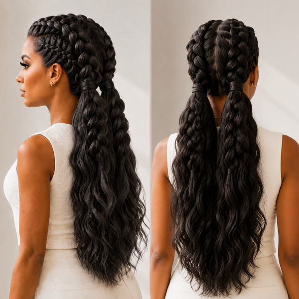 BeQueen Full Lace 200% Density Human Hair Ponytail Braid