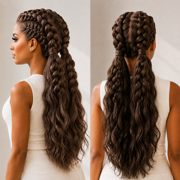 BeQueen Full Lace 200% Density Human Hair Ponytail Braid