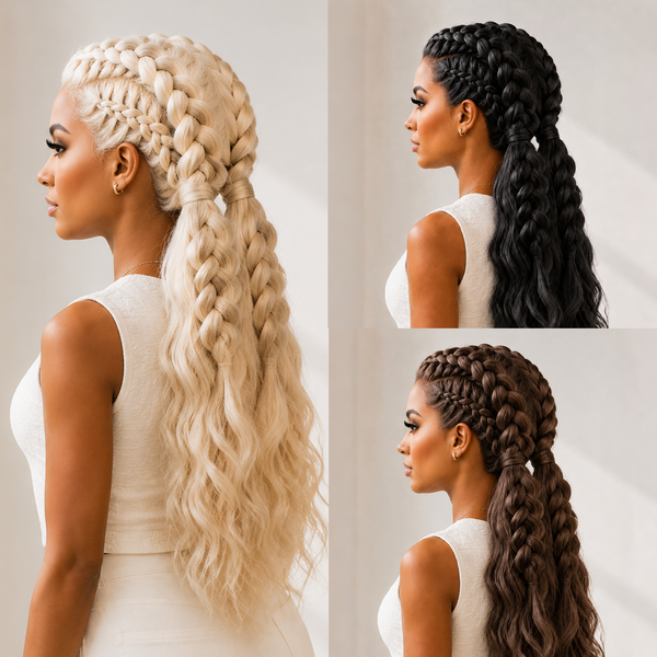 BeQueen Full Lace 200% Density Human Hair Ponytail Braid
