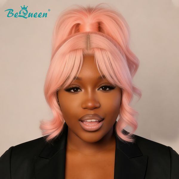 BeQueen Pink Ponytail Two Sides Wave Frontal Lace Wig For Black Woman