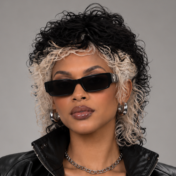 BeQueen Rock Vibe 1B #613 Skunk Stripe Curls Machine Made Mullet Wig