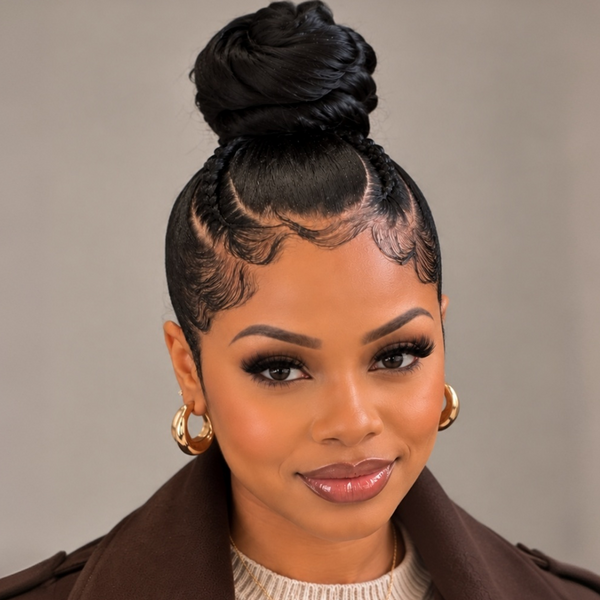 Bequeen 100% Human Hair Frontal lace Bun Wig