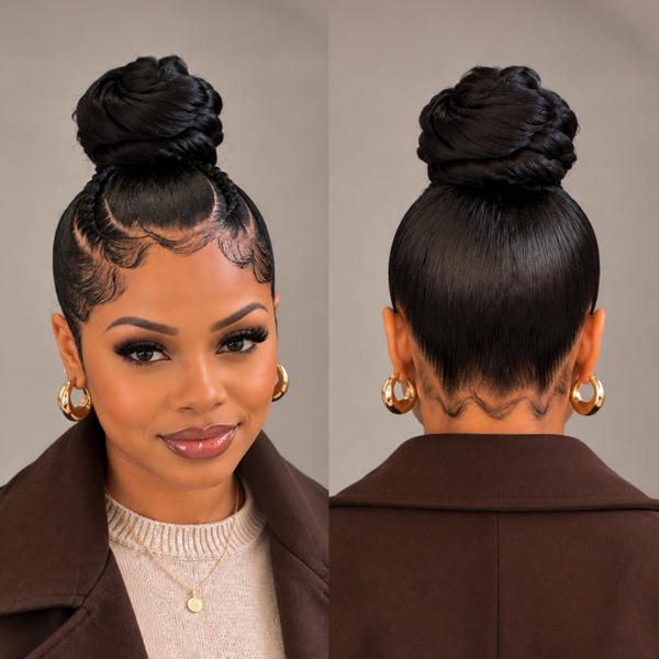 Bequeen 100% Human Hair Frontal lace Bun Wig
