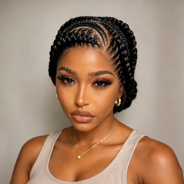 Bequeen 100% Human Hair Full lace Braided Wig