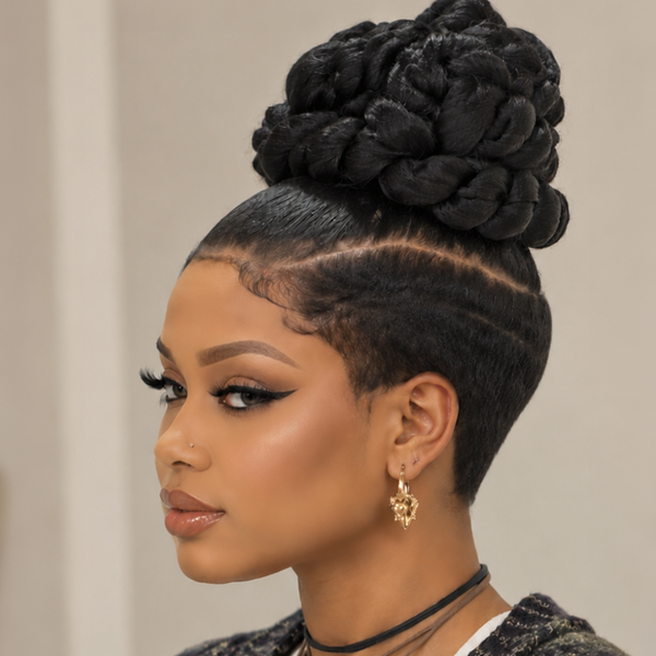 Bequeen 100% Human Hair Full lace Bun Wig