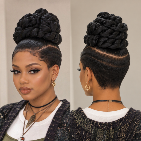 Bequeen 100% Human Hair Full lace Bun Wig