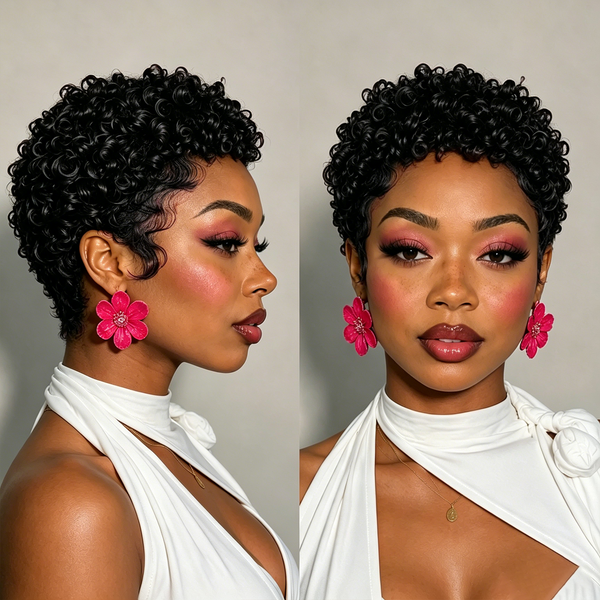 Bequeen 13X4 Lace 4 Colors Small Finger Wave Pixie Wig