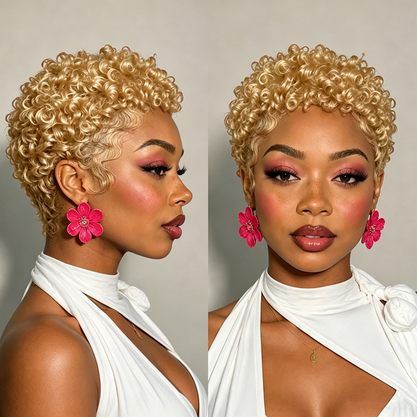 Bequeen 13X4 Lace 4 Colors Small Finger Wave Pixie Wig